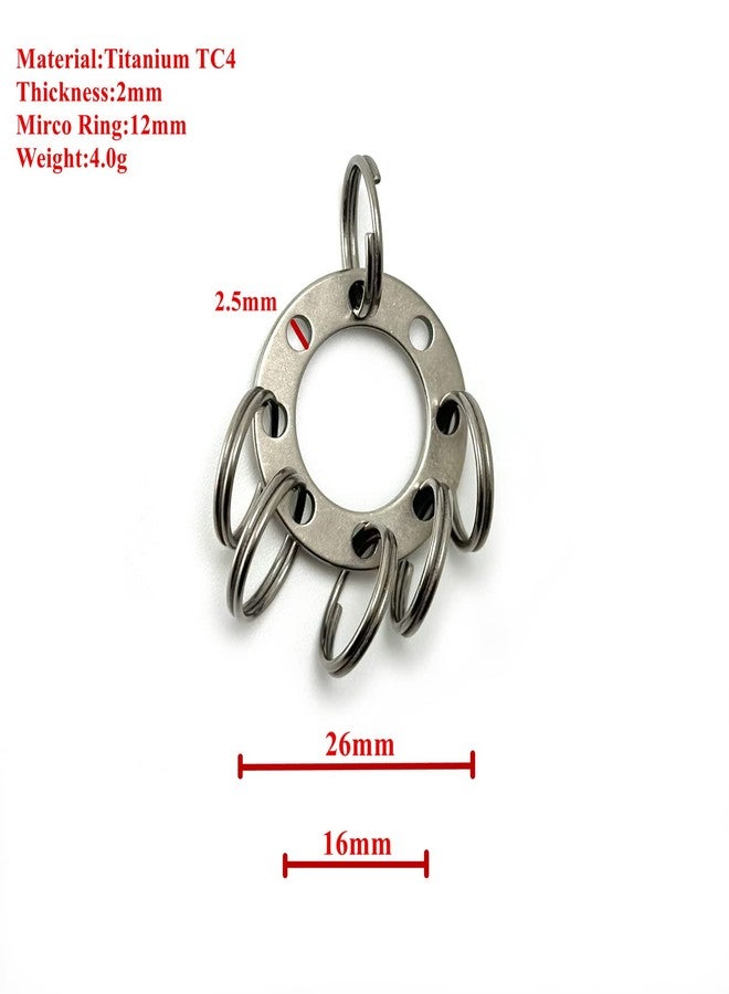 TIKING EDC Titanium Accessories UFO UNI-FLEX Organizer Keyring+6pcs 12mm Ti Micro Rings Ti Color - Image 3