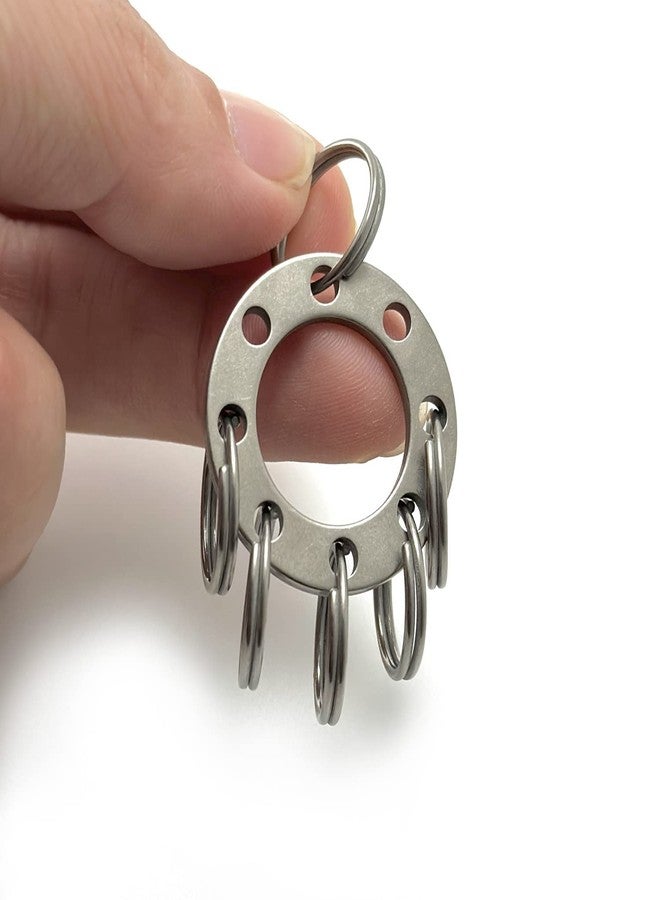 TIKING EDC Titanium Accessories UFO UNI-FLEX Organizer Keyring+6pcs 12mm Ti Micro Rings Ti Color - Image 2