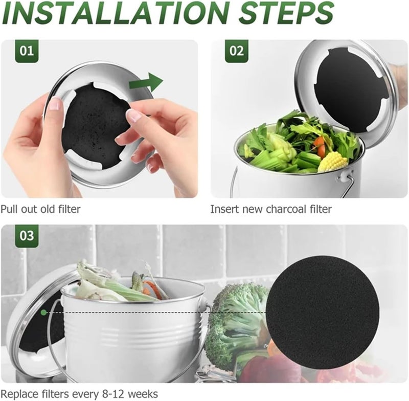 Compost Bin Filters Compost Bin Filter 6.7 Inch Filters for Kitchen Bucket Home Countertop Pail Relpacement(24pcs) - Image 3