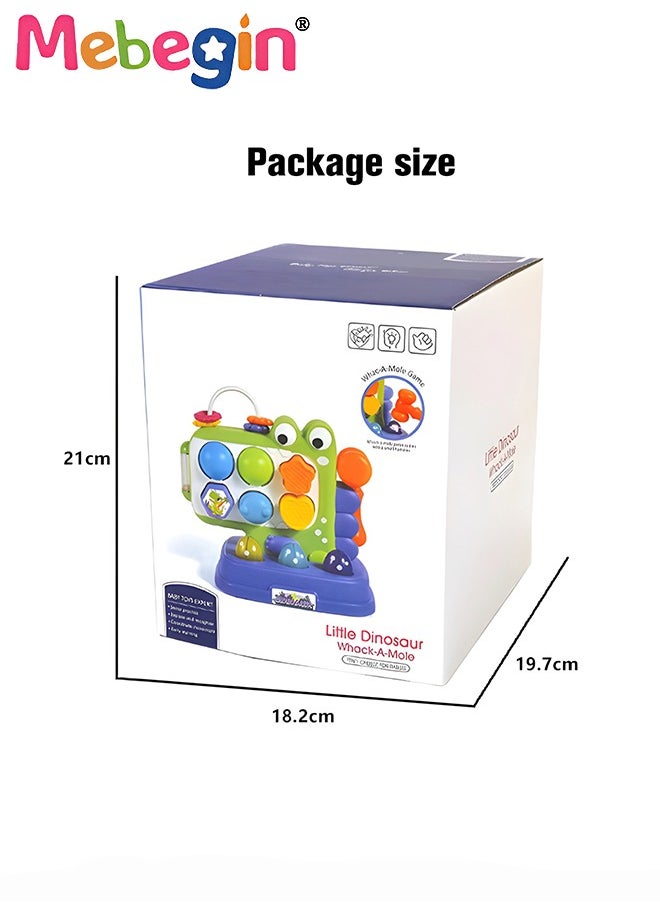 MEBEGIN - Fun Dinosaur Whack-a-mole Game with A Small Hammer, Multifunctional Knocking Toy with Lights and Sounds, Shape Recognition Early Development Learning Toy Gift for Kids Aged 3+, 3 AA Batteries(Not Included) - Image 1