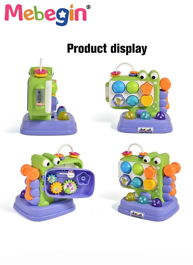 MEBEGIN - Fun Dinosaur Whack-a-mole Game with A Small Hammer, Multifunctional Knocking Toy with Lights and Sounds, Shape Recognition Early Development Learning Toy Gift for Kids Aged 3+, 3 AA Batteries(Not Included) - Image 1
