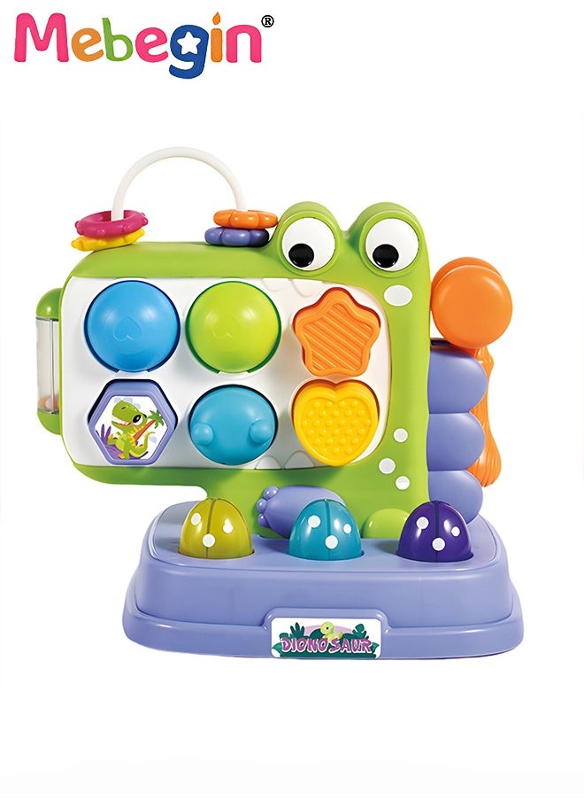 MEBEGIN - Fun Dinosaur Whack-a-mole Game with A Small Hammer, Multifunctional Knocking Toy with Lights and Sounds, Shape Recognition Early Development Learning Toy Gift for Kids Aged 3+, 3 AA Batteries(Not Included) - Image 1