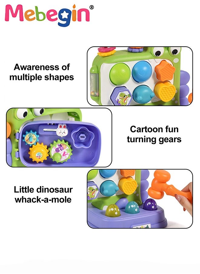 MEBEGIN - Fun Dinosaur Whack-a-mole Game with A Small Hammer, Multifunctional Knocking Toy with Lights and Sounds, Shape Recognition Early Development Learning Toy Gift for Kids Aged 3+, 3 AA Batteries(Not Included) - Image 1