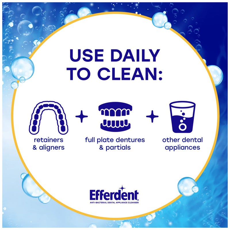 Efferdent Efferdent Retainer Cleaning Tablets, 3 Month Supply of Denture Cleaning Tablets for Dental Appliances, Overnight Whitening, 90 Tablets - Image 3
