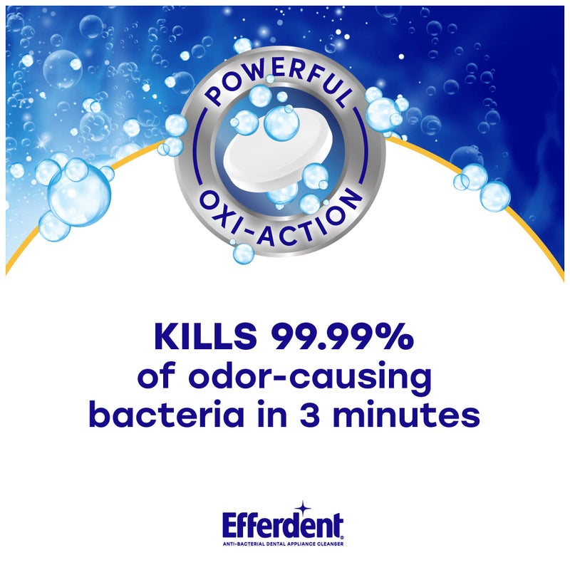 Efferdent Efferdent Retainer Cleaning Tablets, 3 Month Supply of Denture Cleaning Tablets for Dental Appliances, Overnight Whitening, 90 Tablets - Image 2