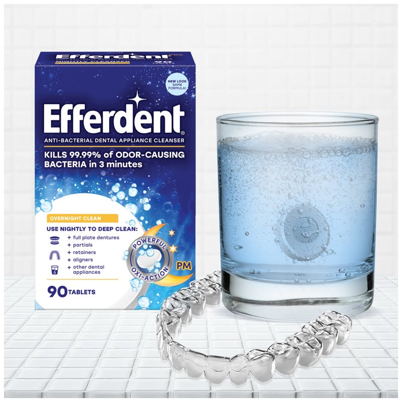 Efferdent Efferdent Retainer Cleaning Tablets, 3 Month Supply of Denture Cleaning Tablets for Dental Appliances, Overnight Whitening, 90 Tablets - Image 4