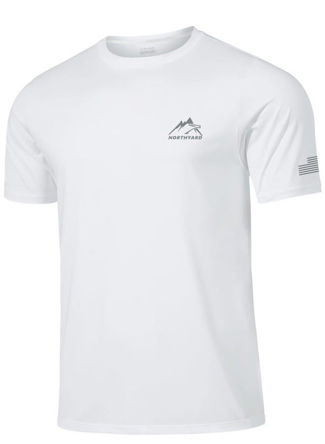 NORTHYARD Men's UPF 50+ UV Sun Protection Shirts Quick Dry Lightweight Swim Short Sleeve Shirt Fishing Athletic Rash Guard, White, XL - Image 1
