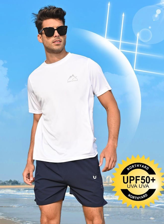 NORTHYARD Men's UPF 50+ UV Sun Protection Shirts Quick Dry Lightweight Swim Short Sleeve Shirt Fishing Athletic Rash Guard, White, XL - Image 4