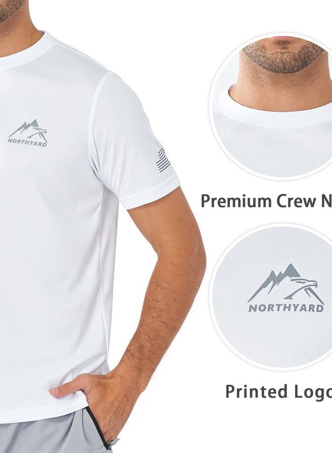 NORTHYARD Men's UPF 50+ UV Sun Protection Shirts Quick Dry Lightweight Swim Short Sleeve Shirt Fishing Athletic Rash Guard, White, XL - Image 5