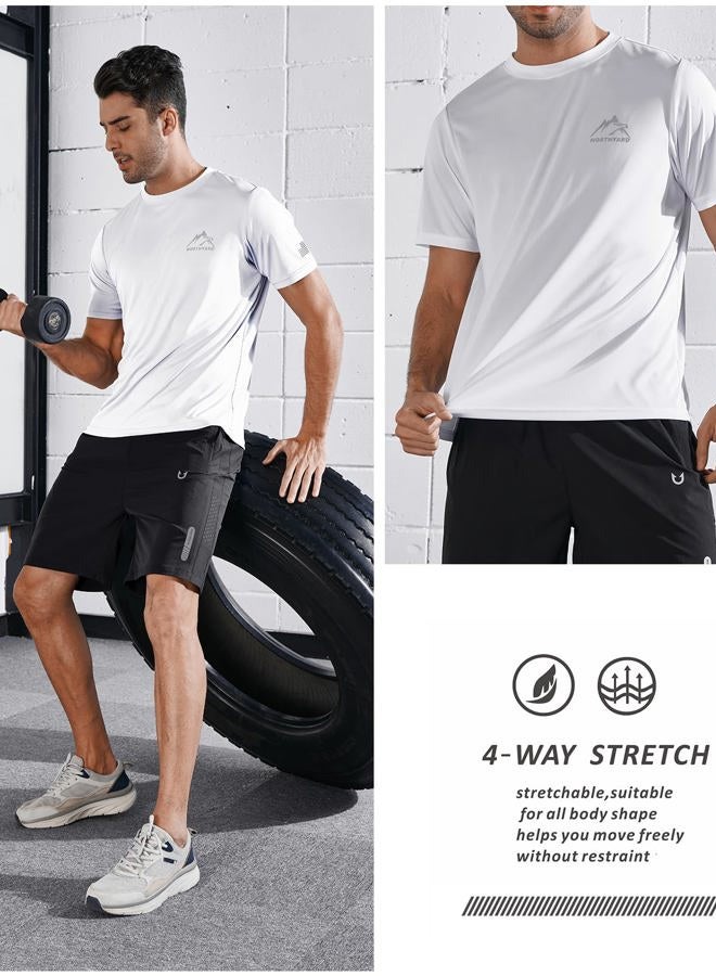 NORTHYARD Men's UPF 50+ UV Sun Protection Shirts Quick Dry Lightweight Swim Short Sleeve Shirt Fishing Athletic Rash Guard, White, XL - Image 3