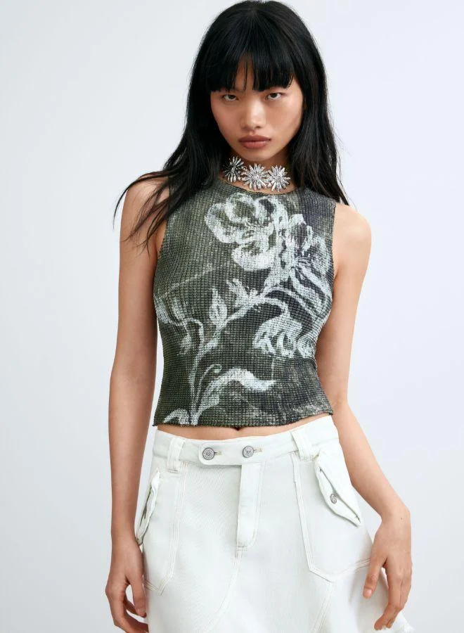 DESIGUAL Sleeveless printed t-shirt