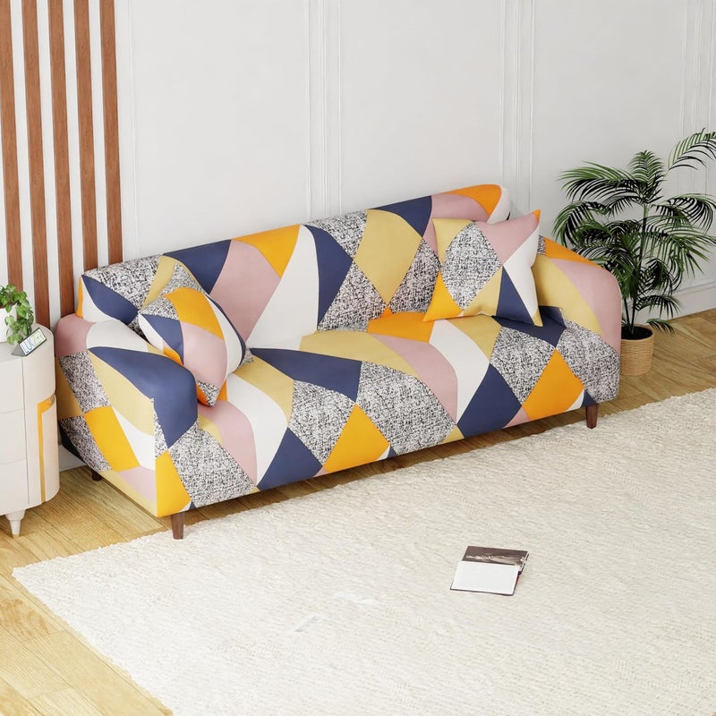 Lukzer 3 Seater Universal Stretchable Sofa Cover with 2 Cushion Cover SC04403Multicolor Design Stylish Protection Easyfit 180cm230cm - Image 1