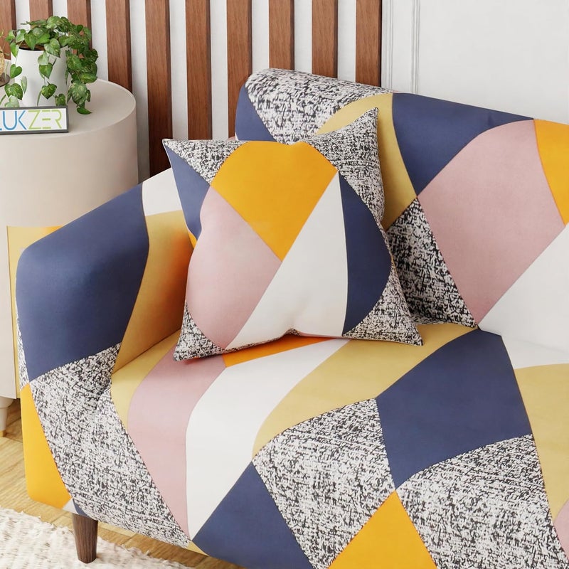 Lukzer 3 Seater Universal Stretchable Sofa Cover with 2 Cushion Cover SC04403Multicolor Design Stylish Protection Easyfit 180cm230cm - Image 5