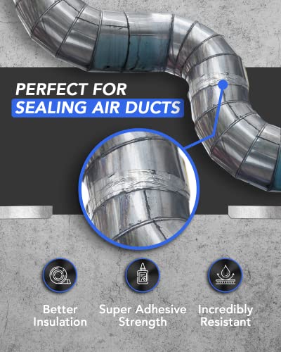 TapePlus Aluminum Foil Tape - HVAC & Ductwork Sealing with HVAC Tape - Metal Ductwork Insulation & Moisture Protection - Heat-Resistant Performance to 250°F - 2 in x 70 yd, Pack of 1, Silver - Image 5