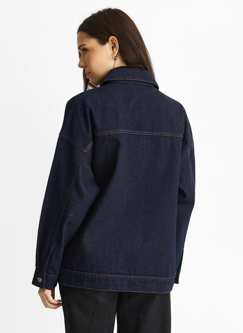 Gini London  Dark Indigo Denim Trucker Jacket for Women | Best Price UAE