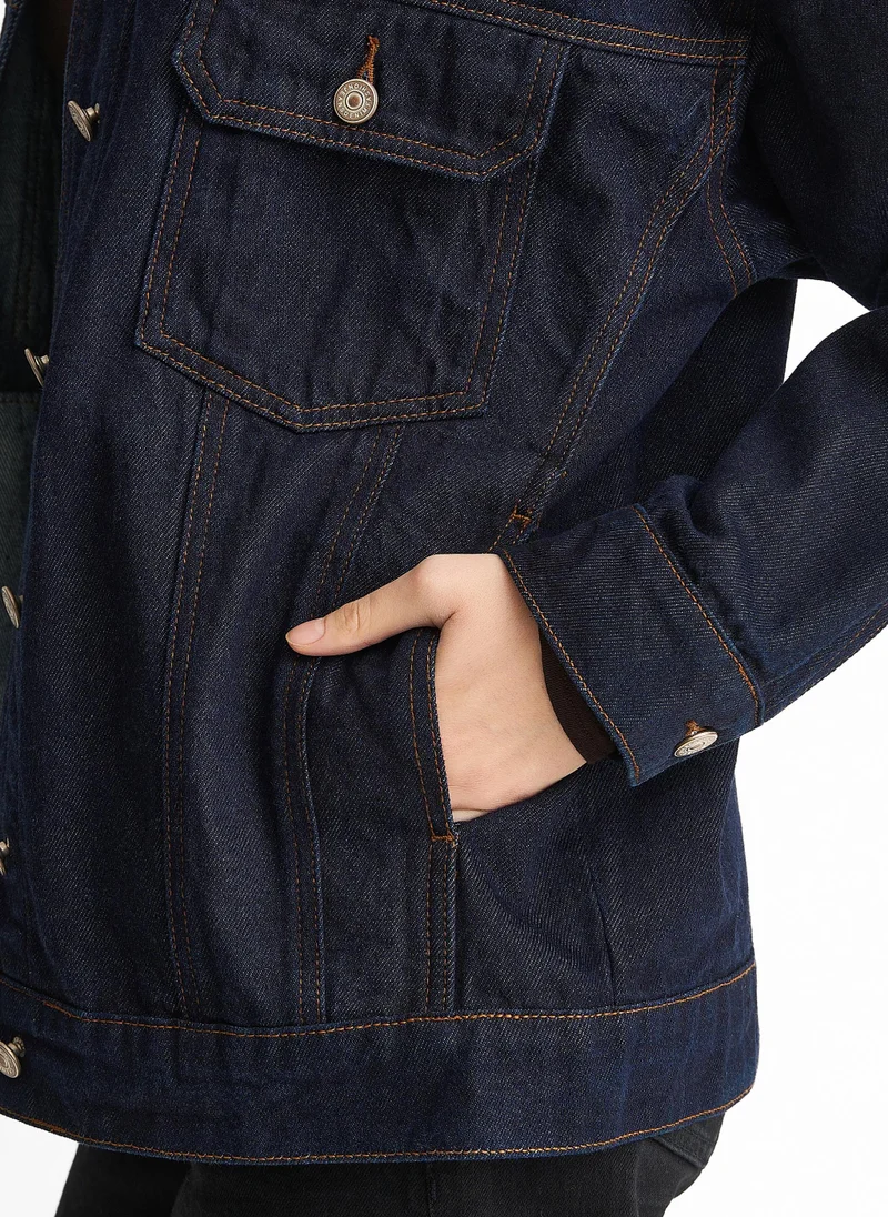 Gini London  Dark Indigo Denim Trucker Jacket for Women | Best Price UAE
