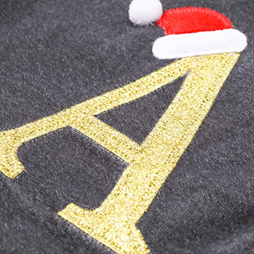 SIRIPHUM20 Inches Monogram Christmas Stocking Deluxe Grey Velvet Body with Super Soft Plush Cuff Embroidered Letter(X) - Image 5