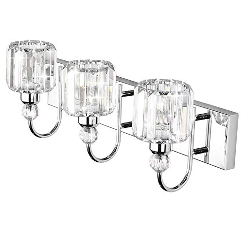Ralbay Modern LED Crystal Bathroom Vanity Lights 3-Lights Stainless Steel Crystal Vanity Lights Over Mirror Modern Crystal Bathroom Vanity Lighting Fixtures - Image 2