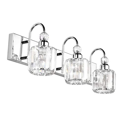 Ralbay Modern LED Crystal Bathroom Vanity Lights 3-Lights Stainless Steel Crystal Vanity Lights Over Mirror Modern Crystal Bathroom Vanity Lighting Fixtures - Image 1