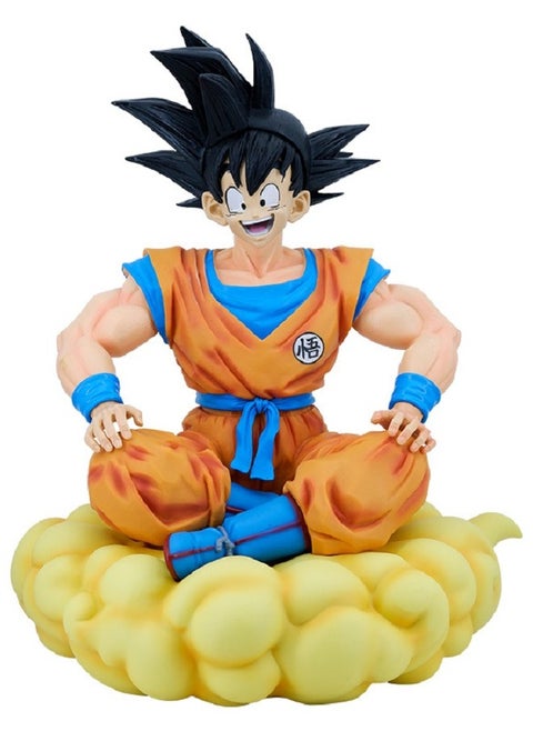 Dragon Ball The Figurine Model and Decorative Statue of Son Goku Sitting on the Nimbus Cloud in Super Saiyan Form