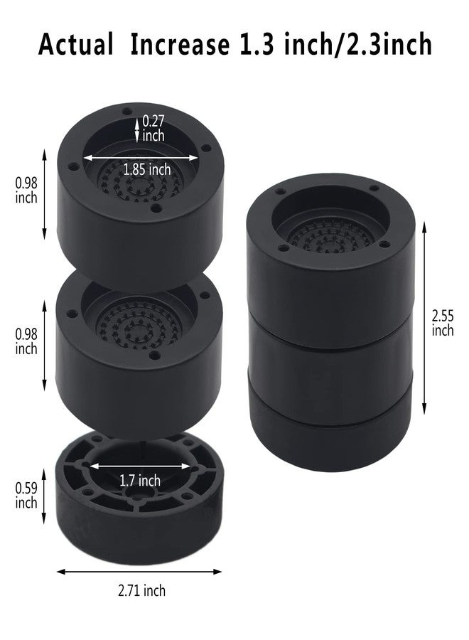 HANIHUA Furniture Risers 2 Inch Black Bed Risers (Set of 4), Heavy Duty Bed Lifts Risers for Table, Sofa, Couch, Desk, Adjustable Bed Frame Risers 1 inch 3 inch Supports Up to 1,300 Lbs - Image 2