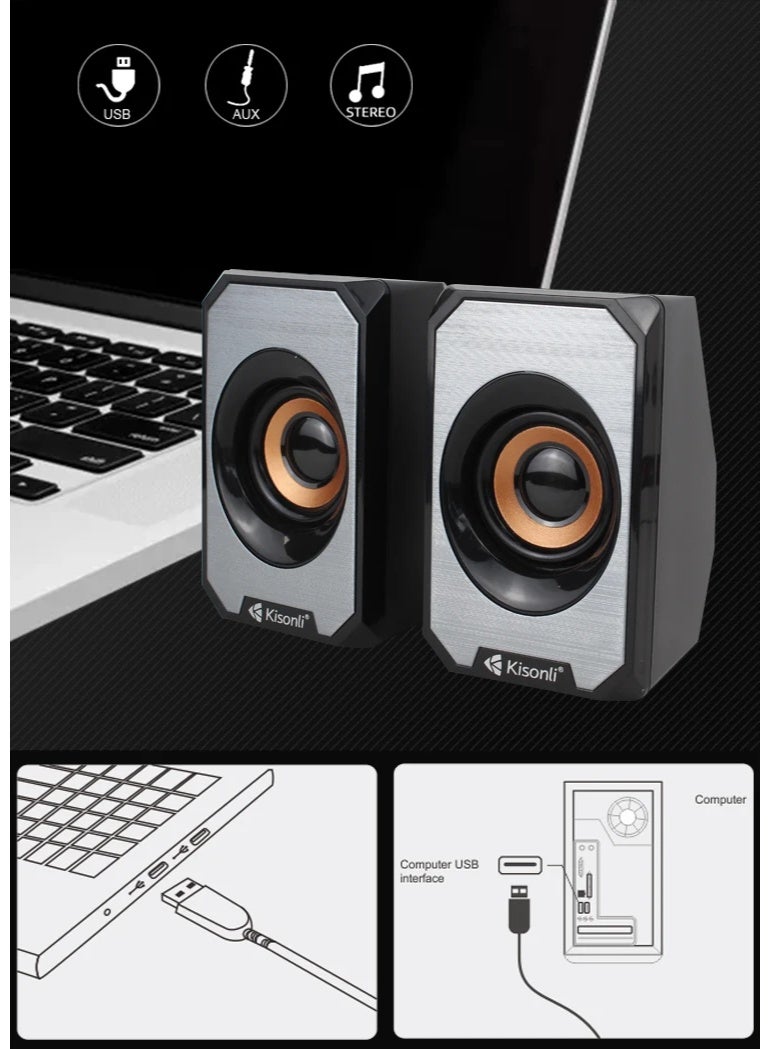 Kisonli KS-04 USB Stereo Speaker – 6W Performance in Compact Design - Image 3