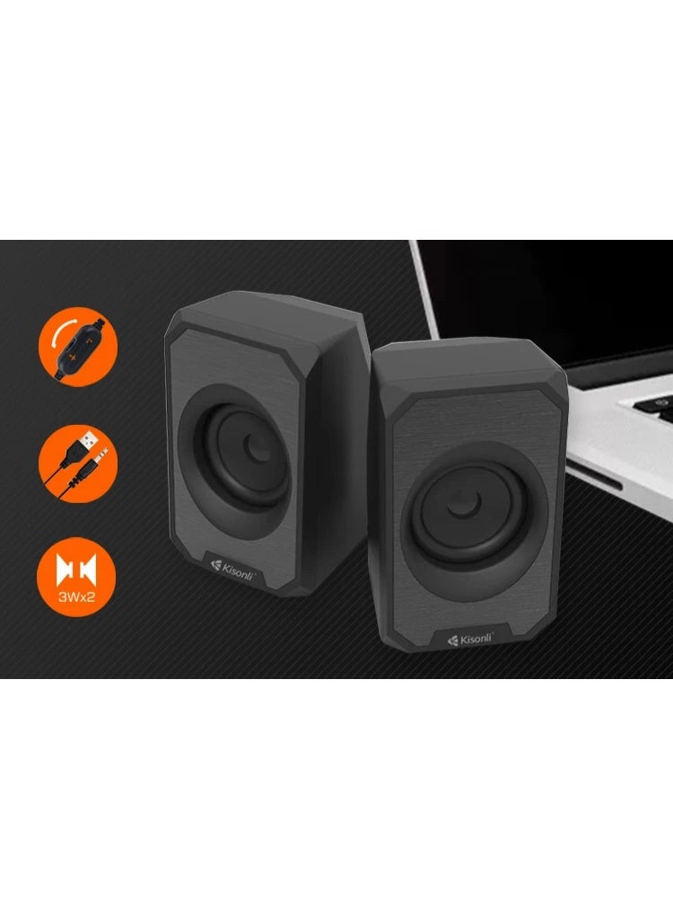 Kisonli KS-04 USB Stereo Speaker – 6W Performance in Compact Design - Image 2