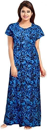 Vlazom Women's Pure Cotton Rajasthani Nighty & Jaipuri Maxi Gown – Pack of 2, Soft & Breathable Sleepwear (Blue&Blue, Free Size) - Image 4