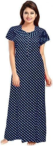 Vlazom Women's Pure Cotton Rajasthani Nighty & Jaipuri Maxi Gown – Pack of 2, Soft & Breathable Sleepwear (Blue&Blue, Free Size) - Image 3
