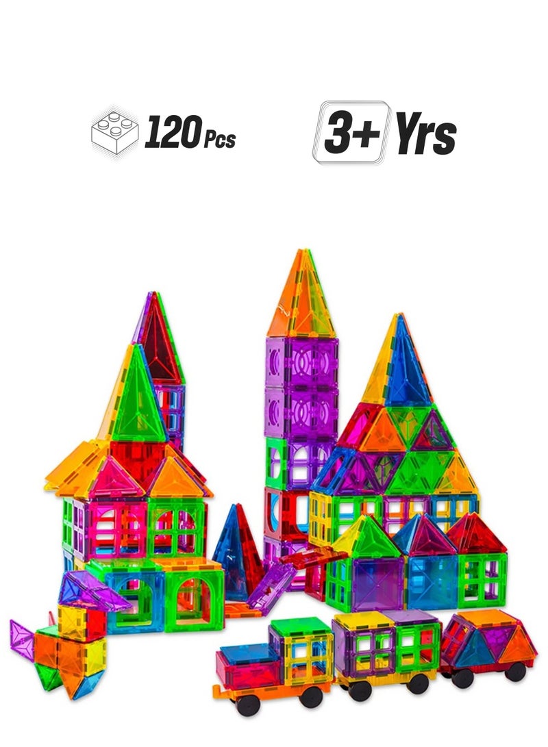 Magnetic 3D Building Blocks, 120 PCS Magnetic Tiles Building Educational for for Boys and Girls, STEM Stem Preschool Kidergarten Learning Toys - Image 1