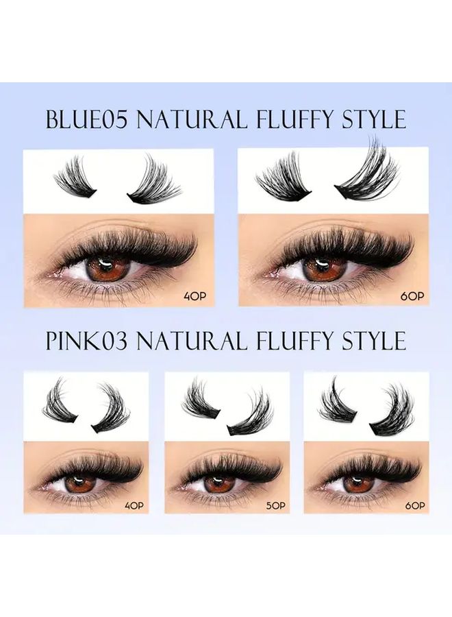 Blue01 Dense Cluster False Eyelashes 10 to 20mm Soft Reusable Extension Kit - Image 5