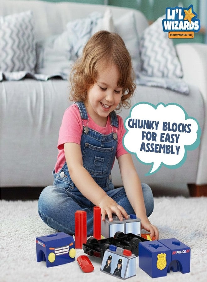 Li'l Wizards Build Your Own Police Van | Build, Stack & Play Educational Engineering Toy | Construction & Stacking Toy for Kids | Shape Identification STEM Learning Set | Gift Set for 3-6 Years Kids - Image 3