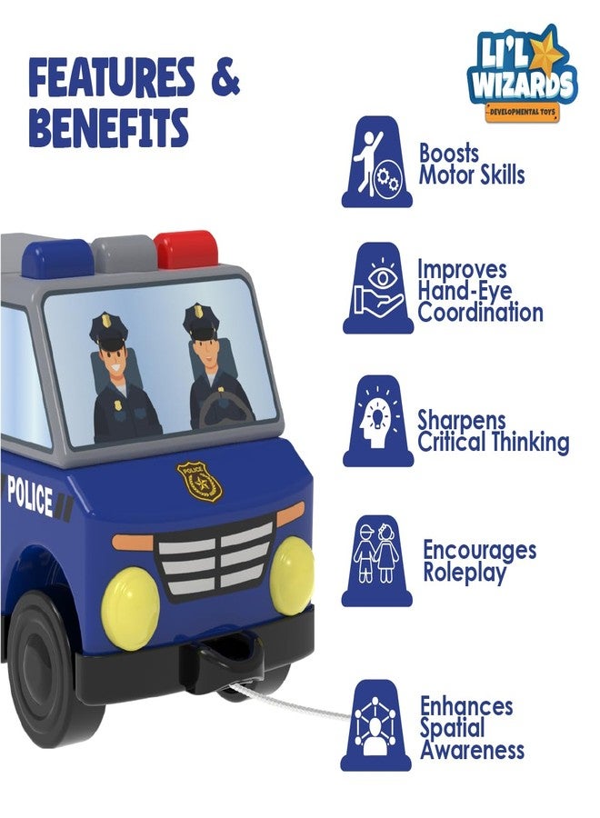 Li'l Wizards Build Your Own Police Van | Build, Stack & Play Educational Engineering Toy | Construction & Stacking Toy for Kids | Shape Identification STEM Learning Set | Gift Set for 3-6 Years Kids - Image 2