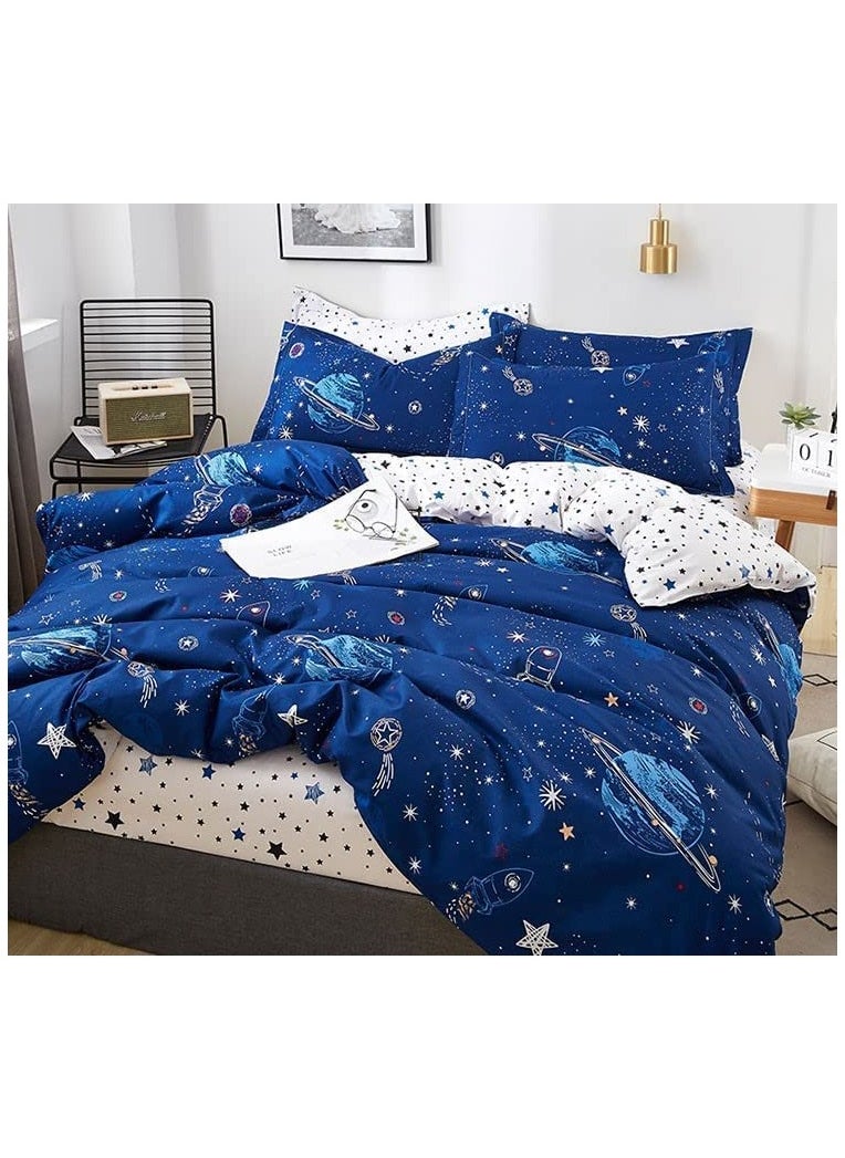 MOON HOME King/Queen/Single size Soft and Breathable Microfiber Hypoallergenic Beautiful Design Duvet Cover Set ,set includes 1 Comforter Cover, 1 Fitted Bedsheet, 4 Pillowcases  - Image 2