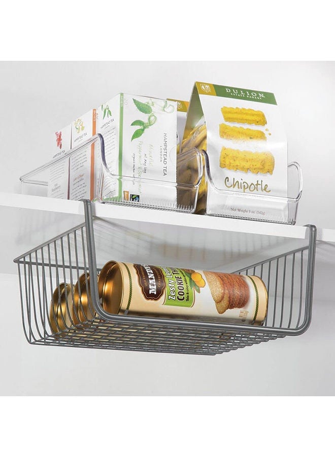 AKDC Mdesign Household Metal Under Shelf Hanging Storage Bin Basket With Open Front For Organizing Kitchen Cabinets Cupboards Pantries Shelves - Large Pack Of 4 Grey 03812Mdk - Image 1