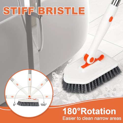 MOSEN Long Handled Scrub Brush for Shower3in1 Cleaning Brushes with 3 Different Function Cleaning Heads Brush for Shower Cleaning Bathroom Kitchen Walls Tub Tile - Image 3