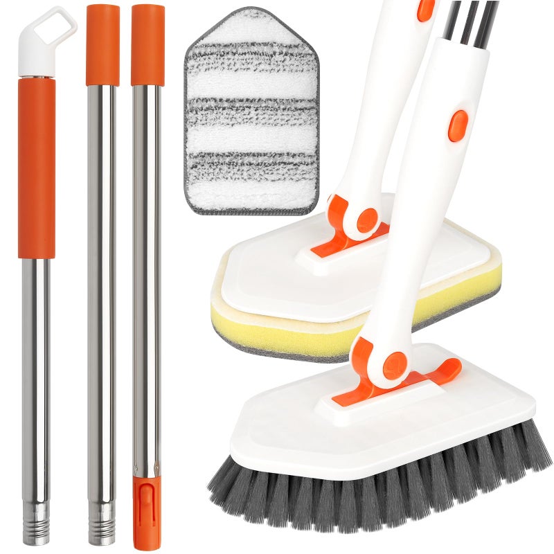 MOSEN Long Handled Scrub Brush for Shower3in1 Cleaning Brushes with 3 Different Function Cleaning Heads Brush for Shower Cleaning Bathroom Kitchen Walls Tub Tile - Image 2