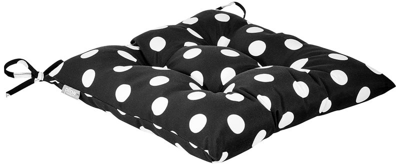 Pillow Perfect OutdoorIndoor Polka Dot Black Tufted Seat Cushions Square Back 19 x 19 Black 2 Count