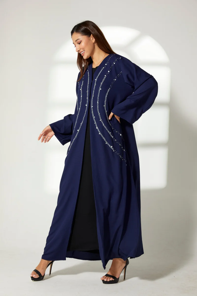 Moistreet  Embroidered Flared Sleeve Abaya for Women | Best Price UAE