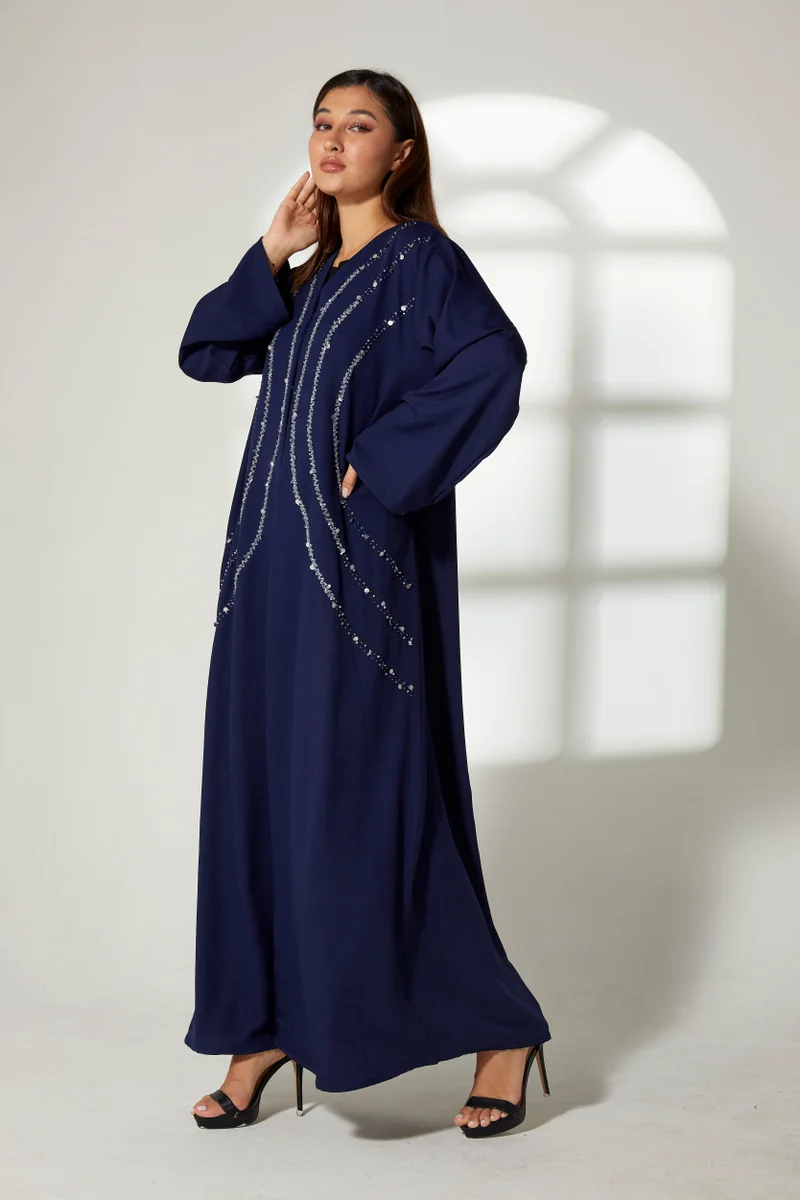 Moistreet  Embroidered Flared Sleeve Abaya for Women | Best Price UAE