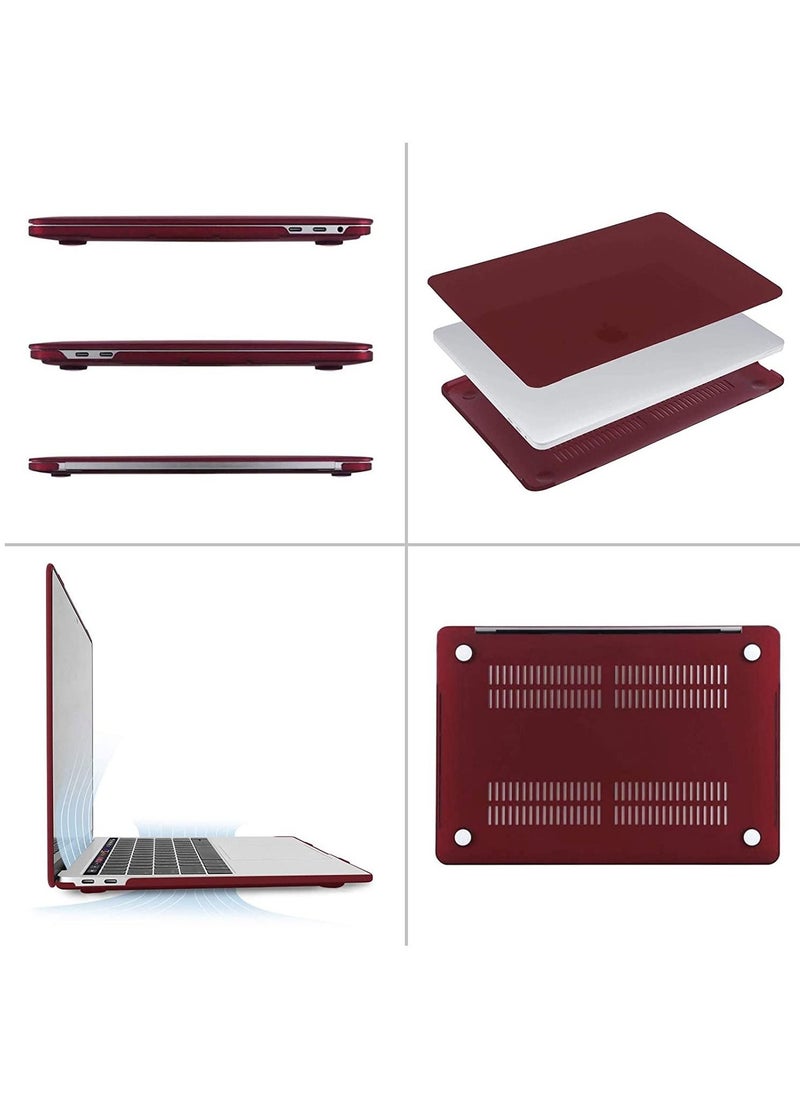 Compatible with MacBook Air 13 inch Case 2018 2019 2020 2021 Model A2337 M1 A2179 A1932 Slim Plastic Hard Shell Case Cover for New MacBook Air 13.3 Retina Touch ID Wine Red