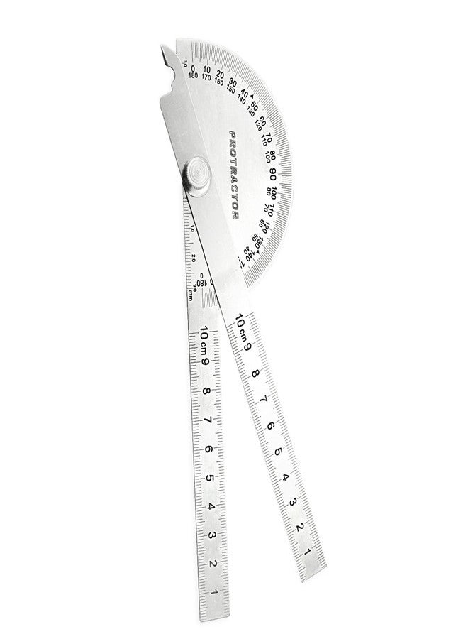 Nortools Stainless Steel Angle Protractor -180° Two Arm Ruler Adjustable Finder Angle Protractor Ruler Woodworking Machinist Measure Tools((10 cm/ 3.94 Inch) - Image 1