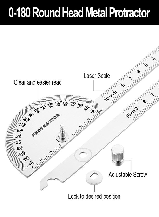 Nortools Stainless Steel Angle Protractor -180° Two Arm Ruler Adjustable Finder Angle Protractor Ruler Woodworking Machinist Measure Tools((10 cm/ 3.94 Inch) - Image 2