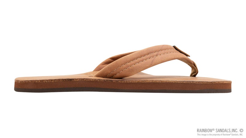 Rainbow Sandals Mens Luxury Leather - Single Layer Arch Support, Buckskin, Mens size L / 9.5-10.5 - Image 4