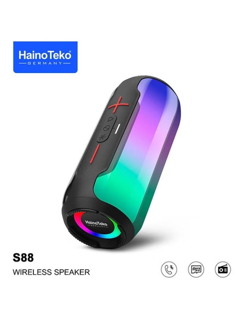 Haino Teko S88 Wireless Bluetooth Speaker with Full-Body Light Show, TWS Pairing, RGB Lights, AUX-In, Card Slot, USB-C, Bluetooth, and FM Radio – Portable Speaker for Indoor & Outdoor Parties  - Image 2
