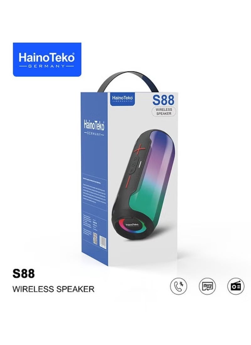 Haino Teko S88 Wireless Bluetooth Speaker with Full-Body Light Show, TWS Pairing, RGB Lights, AUX-In, Card Slot, USB-C, Bluetooth, and FM Radio – Portable Speaker for Indoor & Outdoor Parties  - Image 3