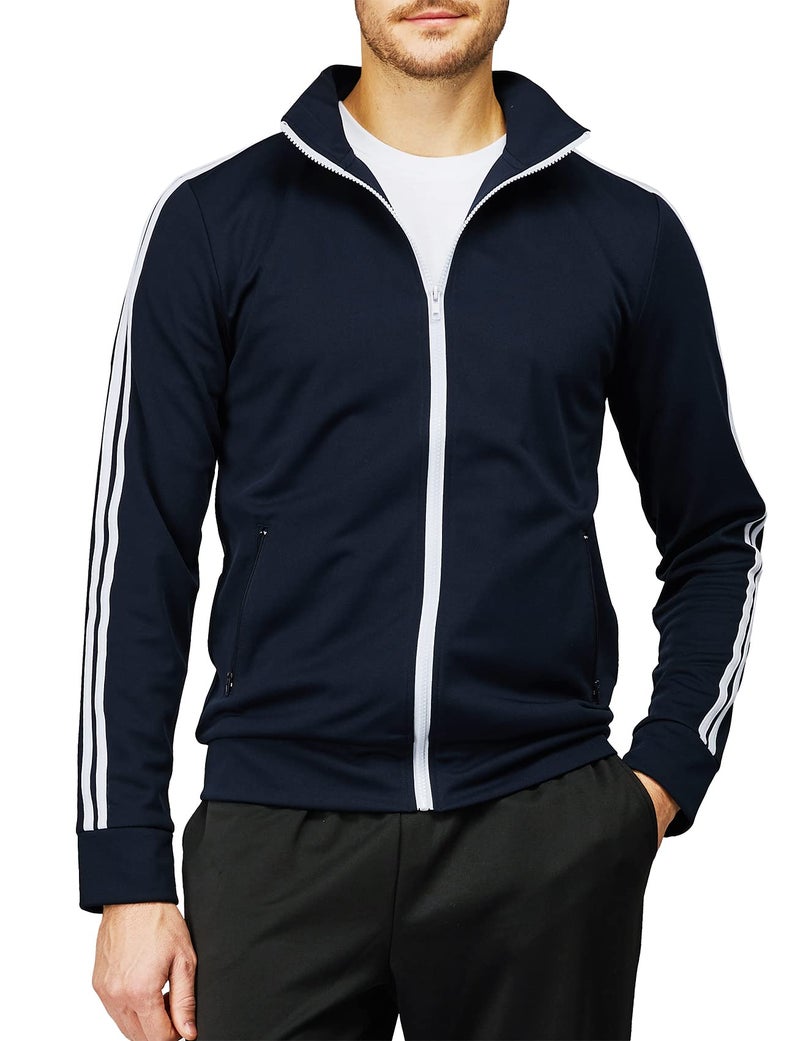 H2H Mens Active Slim Fit Track Lightweight Jacket Zip-up Long Sleeve NAVY US L/Asia XL (CMOJA0103) - Image 4