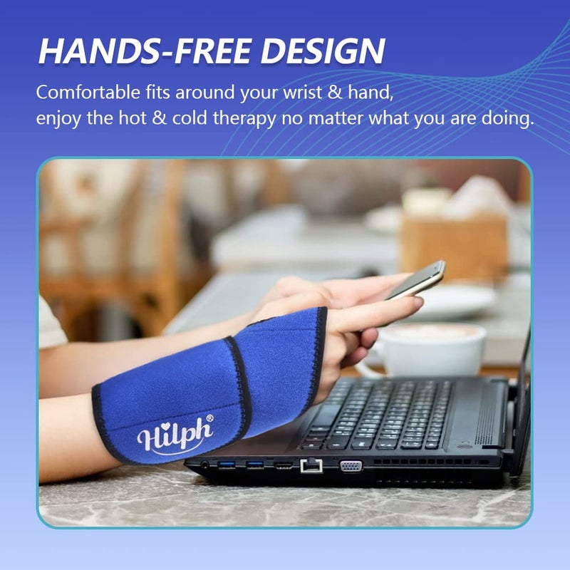 Hilph Wrist Ice Pack Wrap for Carpal Tunnel Relief, FSA Eligible, Reusable Wrist Hot & Cold Compression Brace for Hand Injuries, Arthritis, Tendonitis, Surgery Recovery Items Gifts Men Women, Blue - Image 5
