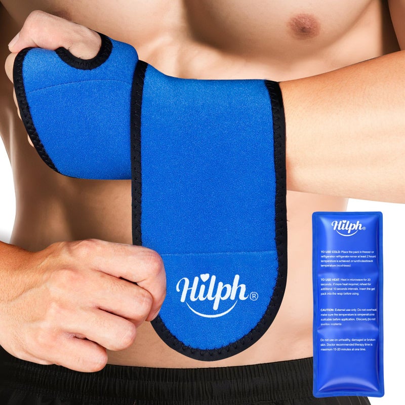 Hilph Wrist Ice Pack Wrap for Carpal Tunnel Relief, FSA Eligible, Reusable Wrist Hot & Cold Compression Brace for Hand Injuries, Arthritis, Tendonitis, Surgery Recovery Items Gifts Men Women, Blue - Image 1