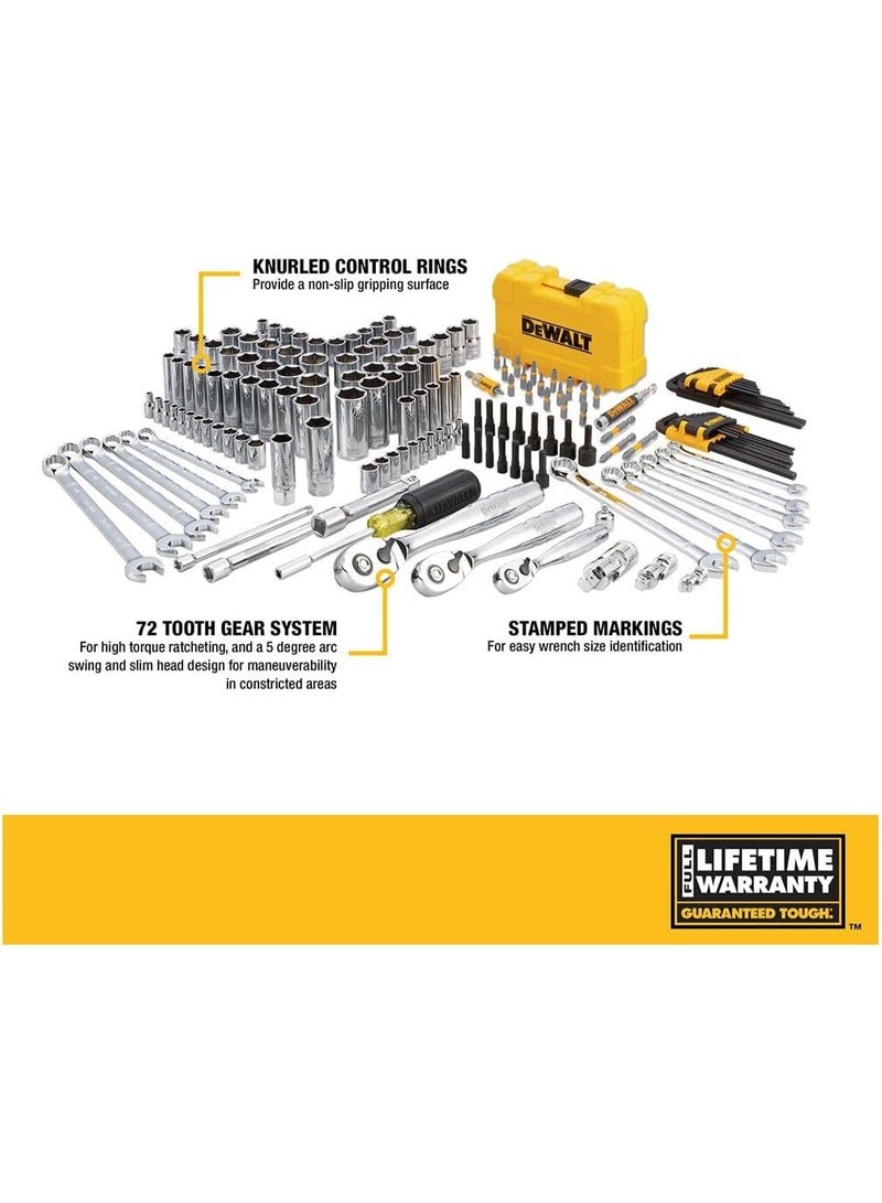 ديوالت طقم أدوات ميكانيكية ومفتاح ربط من DEWALT، 168 قطعة (DWMT73803) - Image 1